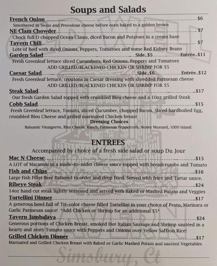 The Old Well Tavern - Simsbury, CT menu_pic