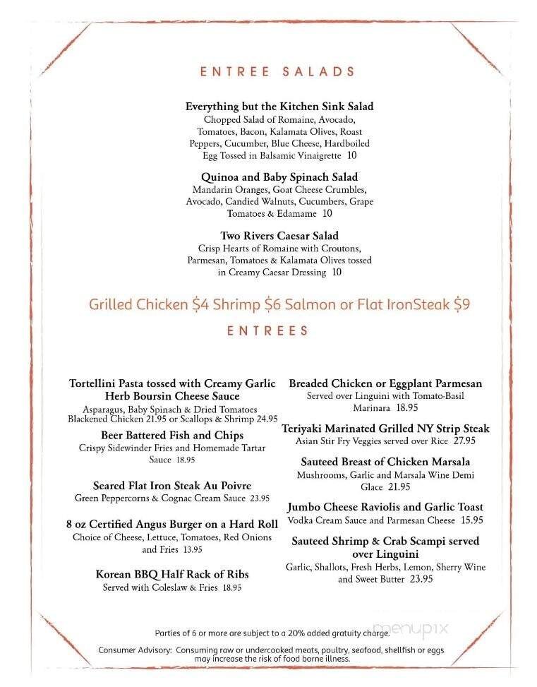 Two Rivers Grille - Matamoras, PA menu_pic