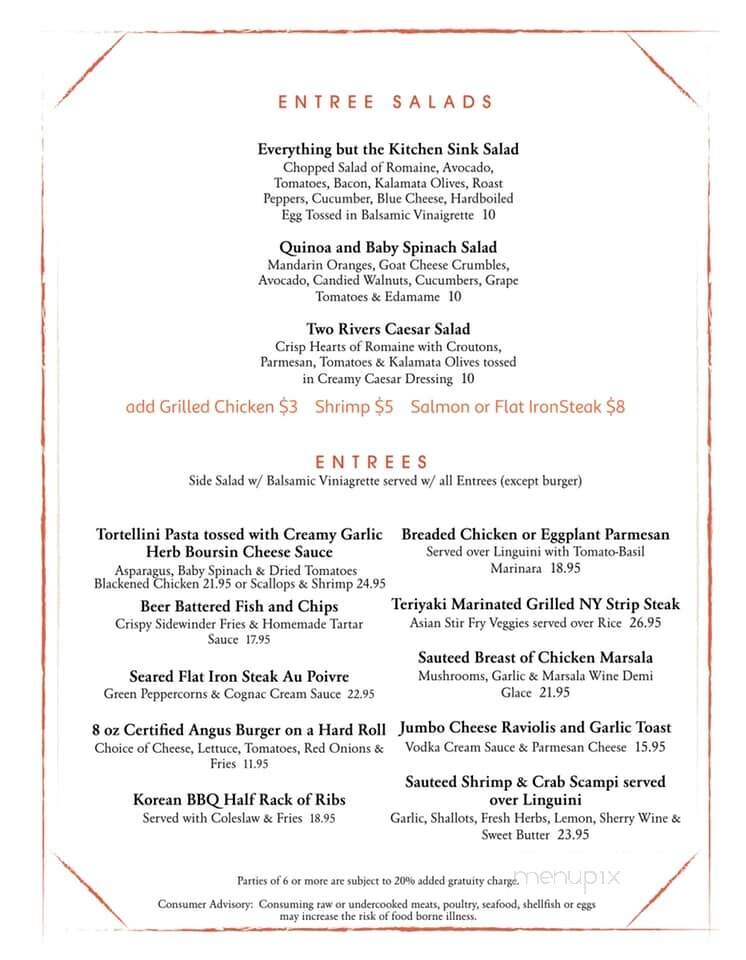 Two Rivers Grille - Matamoras, PA menu_pic