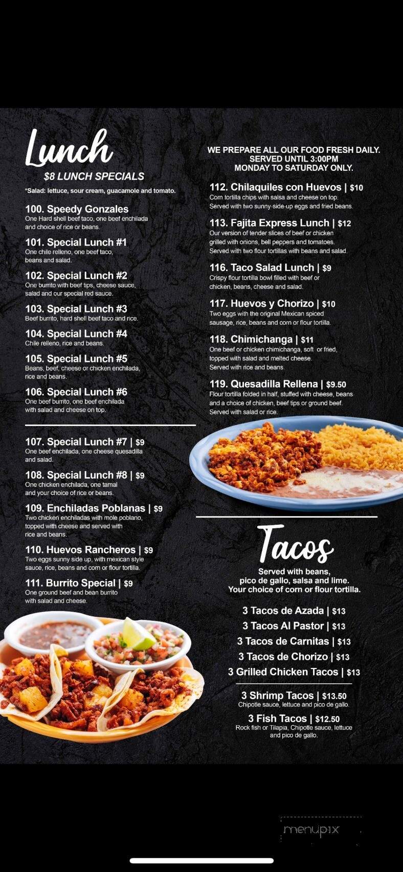 La Tonalteca - Milford, DE menu_pic