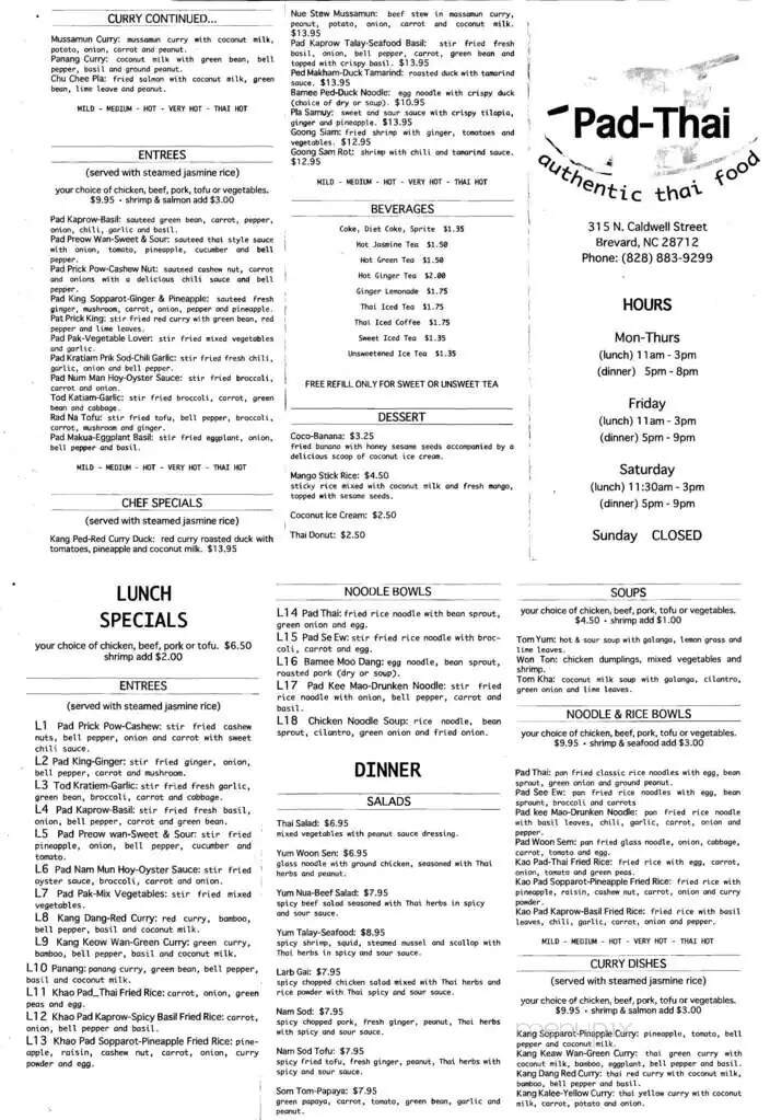 Pad Thai - Brevard, NC menu_pic