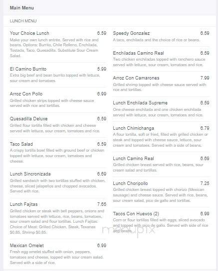 Camino Real - Surf City, NC menu_pic