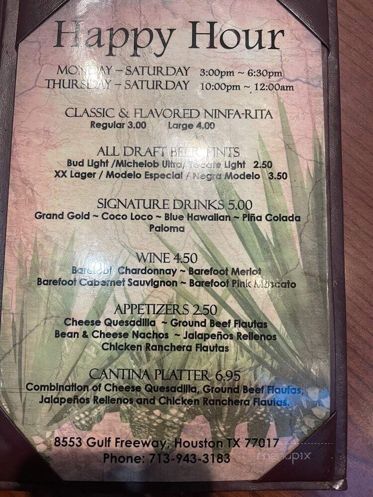 Ninfa's Mexican Restaurant - Houston, TX menu_pic