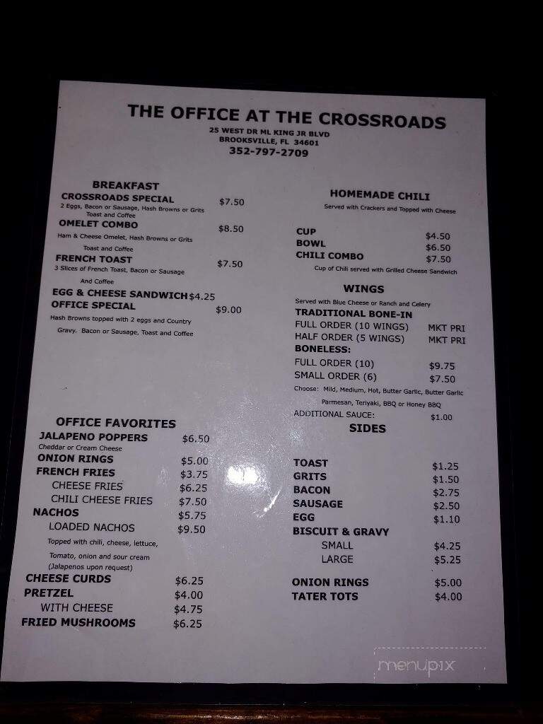 Crossroads Grill - Brooksville, FL menu_pic