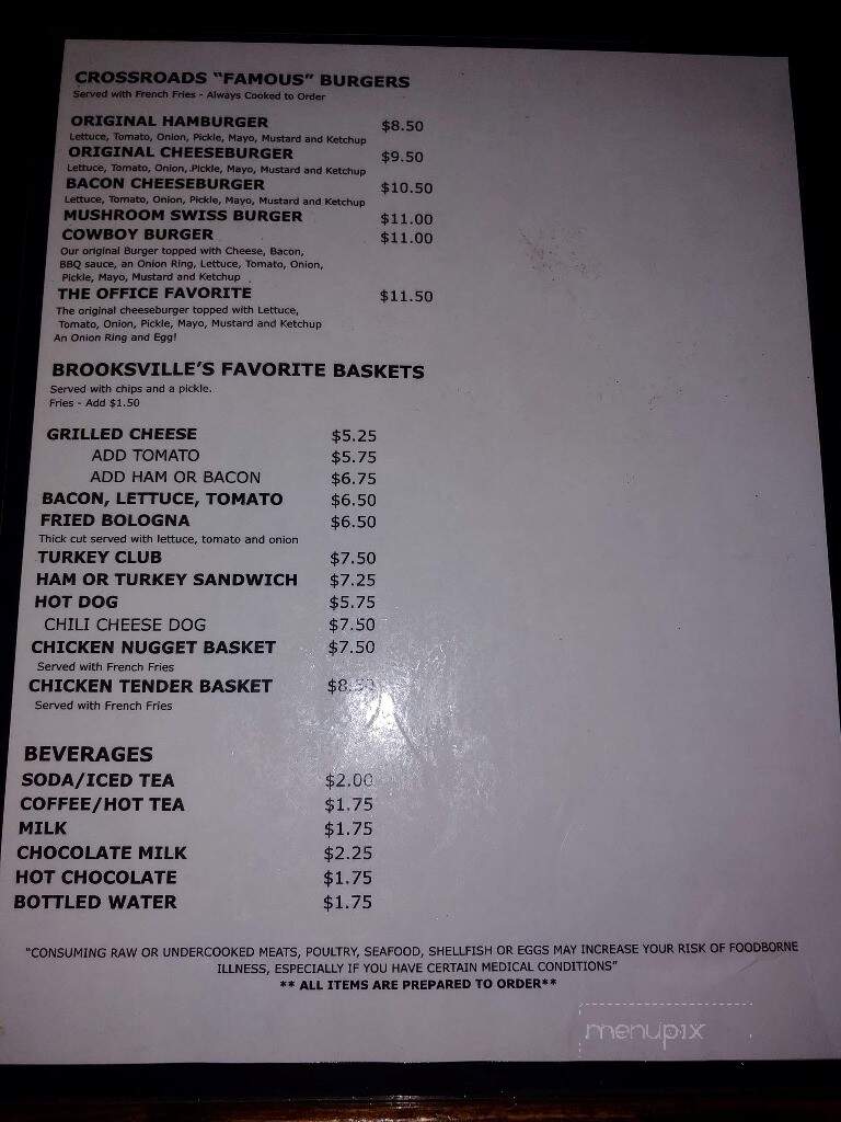 Crossroads Grill - Brooksville, FL menu_pic
