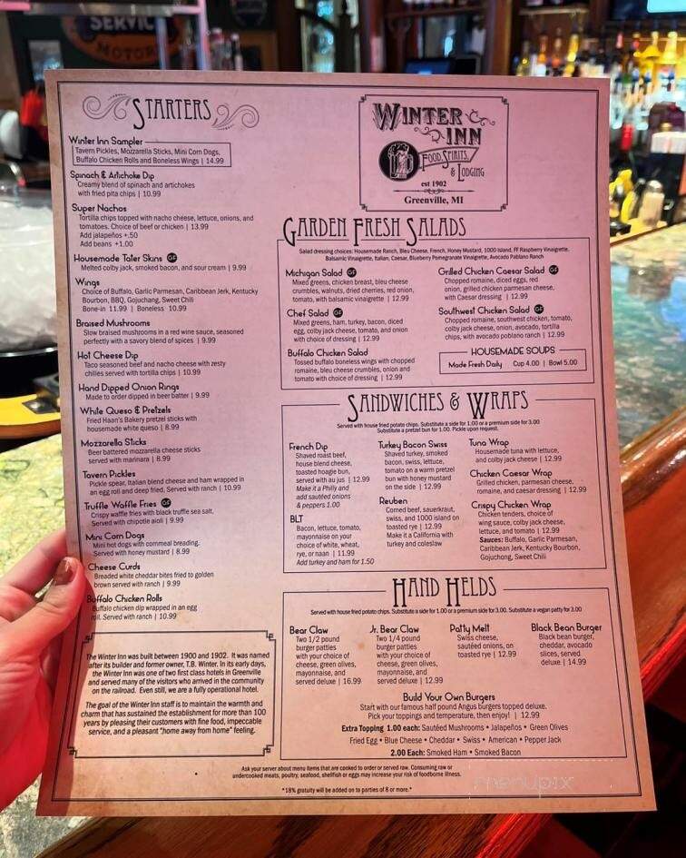 Winter Inn - Greenville, MI menu_pic