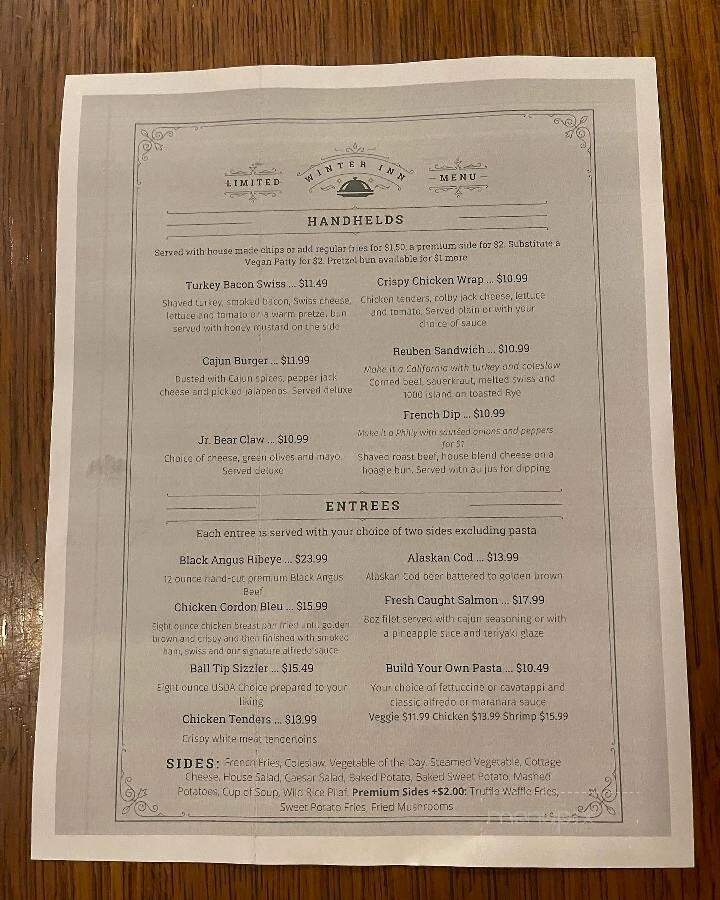 Winter Inn - Greenville, MI menu_pic