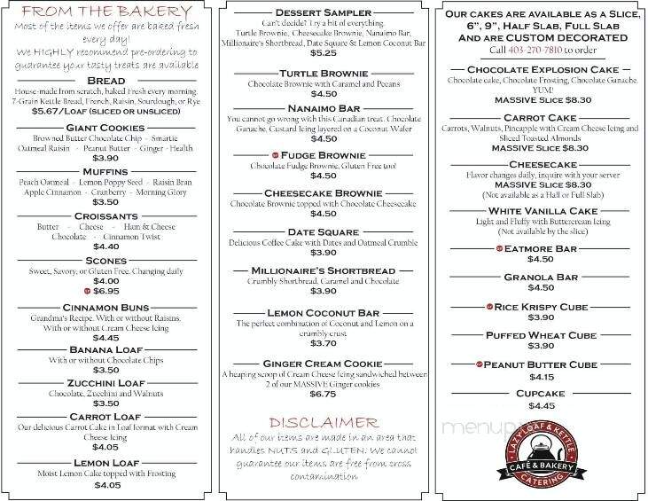 Lazy Loaf & Kettle - Calgary, AB menu_pic