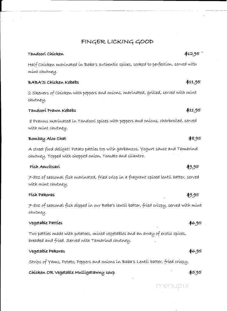 Baba's Authentic Indian Restaurant - Nelson, BC menu_pic