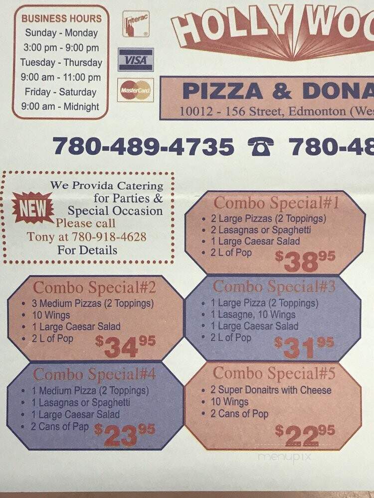 Hollywood Pizza & Donair - Edmonton, AB menu_pic