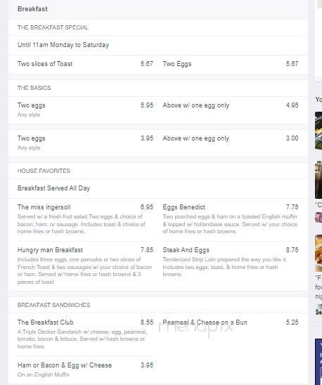 Miss Ingersoll Restaurant - Ingersoll, ON menu_pic