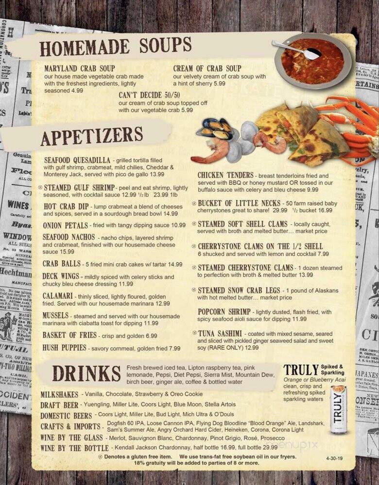 Fisherman's Crab Deck - Grasonville, MD menu_pic