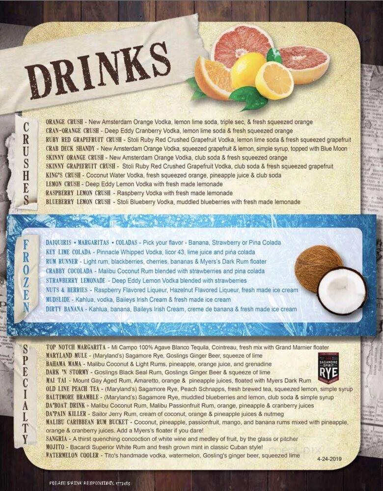 Fisherman's Crab Deck - Grasonville, MD menu_pic