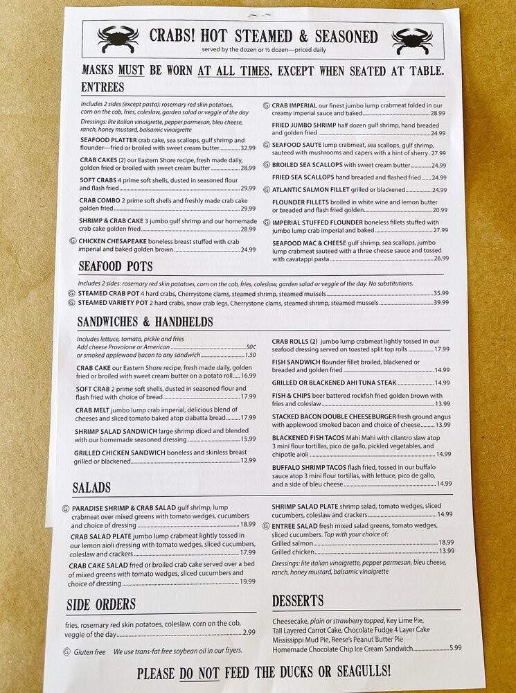 Fisherman's Crab Deck - Grasonville, MD menu_pic