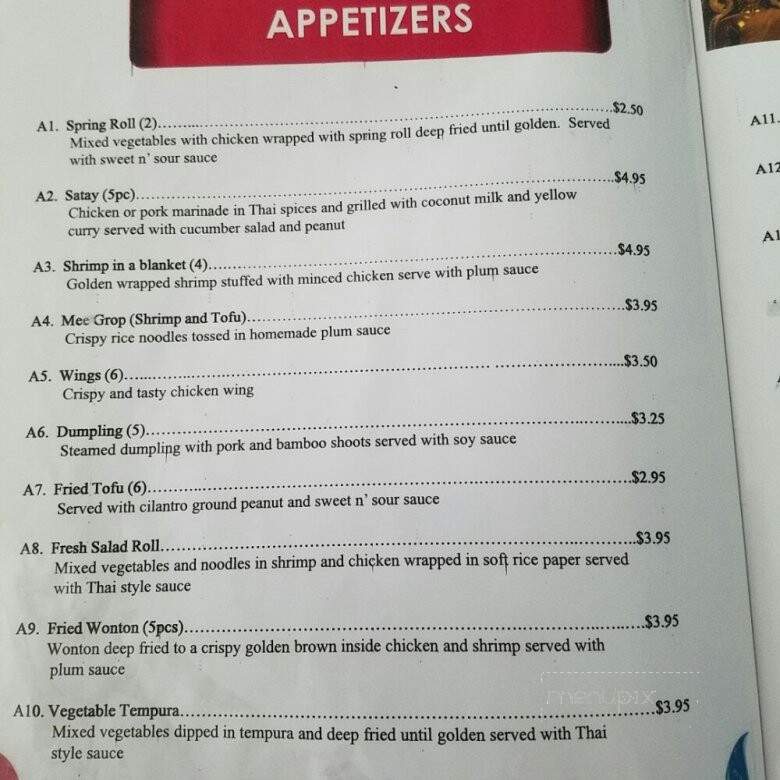 Thai Kitchen - Evans, GA menu_pic