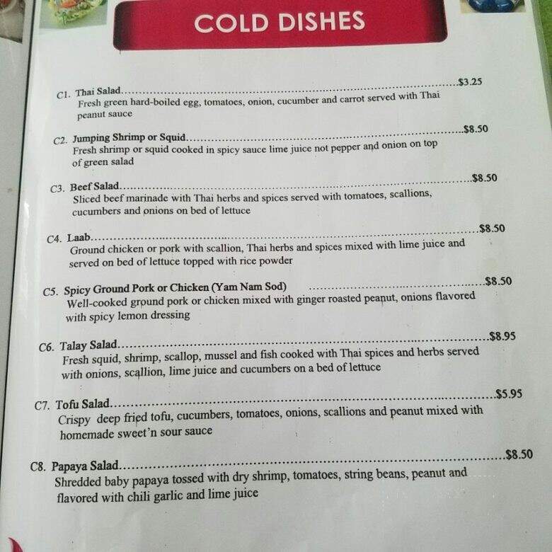 Thai Kitchen - Evans, GA menu_pic