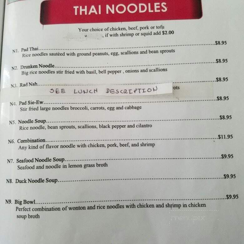 Thai Kitchen - Evans, GA menu_pic