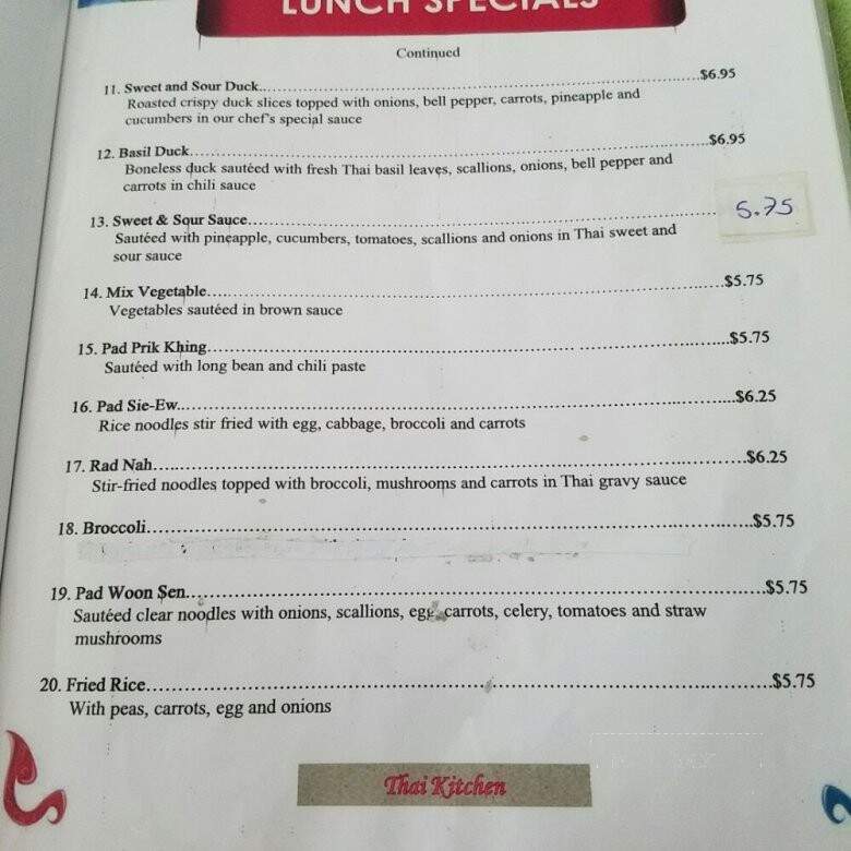 Thai Kitchen - Evans, GA menu_pic