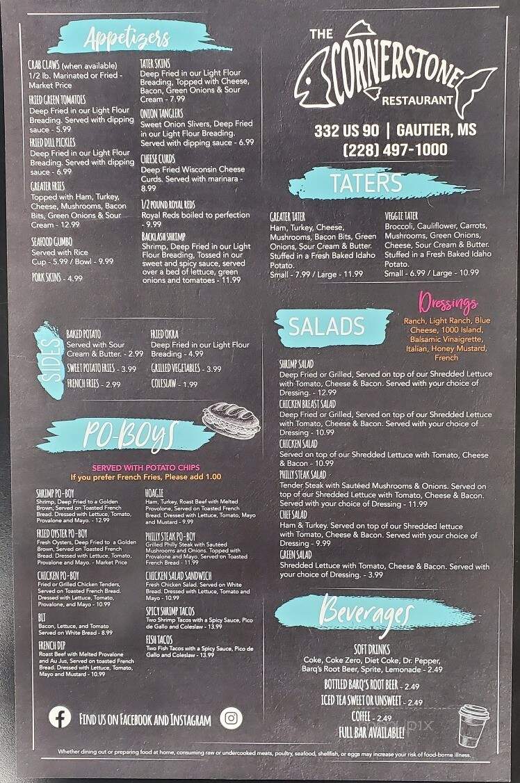 Cornerstone Restaurant - Pascagoula, MS menu_pic