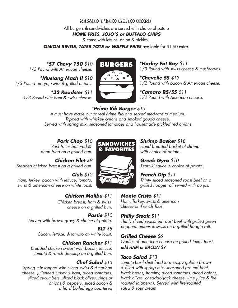 Seven Gables Resort - Anaconda, MT menu_pic