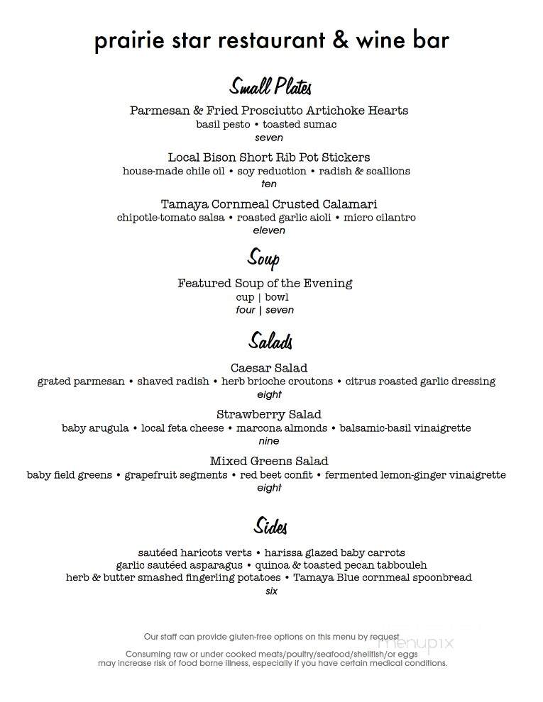 Prairie Star - Bernalillo, NM menu_pic
