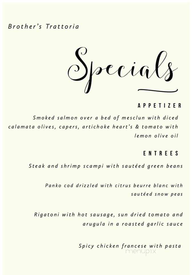 Brother's Trattoria - Beacon, NY menu_pic