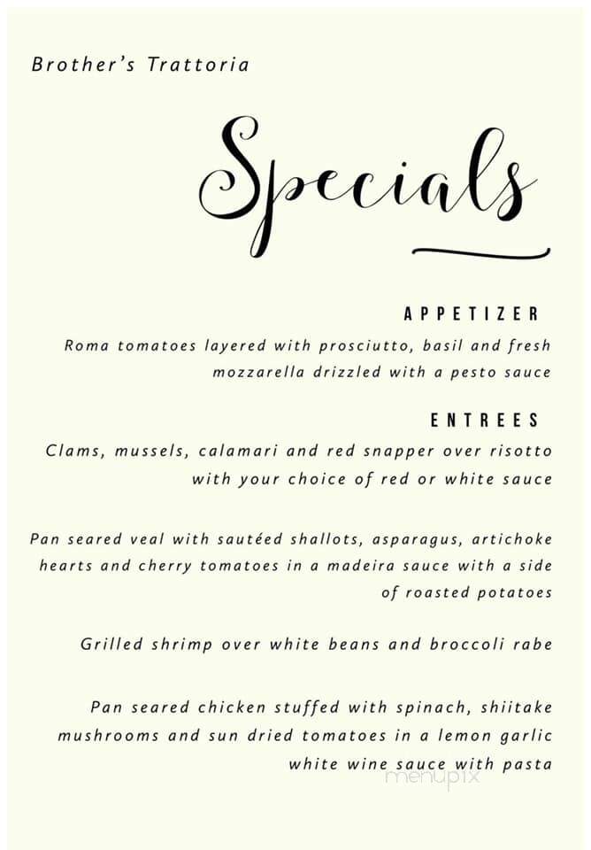 Brother's Trattoria - Beacon, NY menu_pic