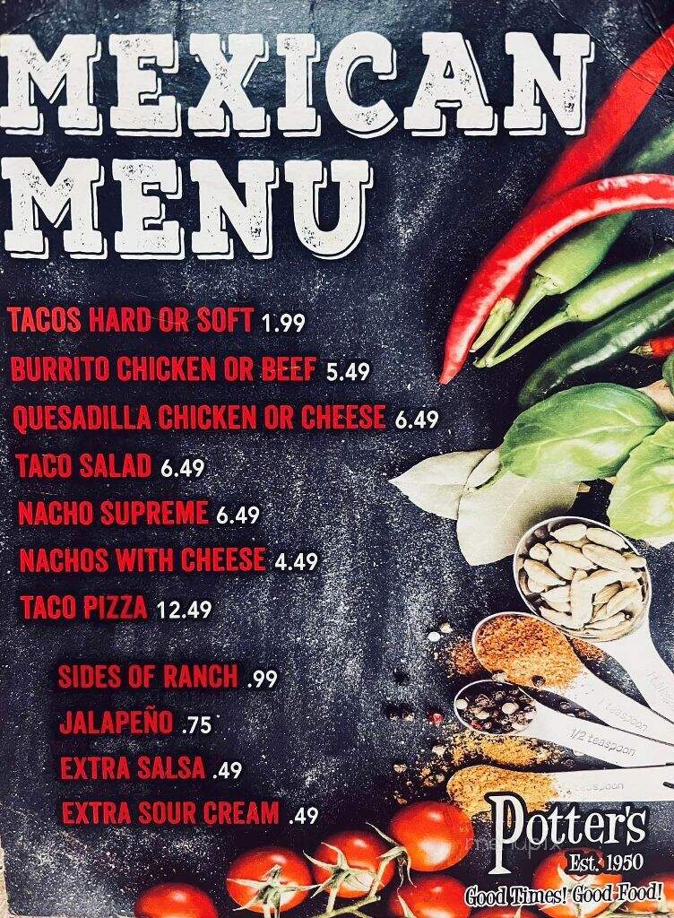Potter's Grill - Uniontown, PA menu_pic