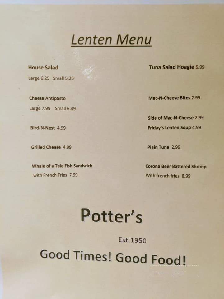 Potter's Grill - Uniontown, PA menu_pic