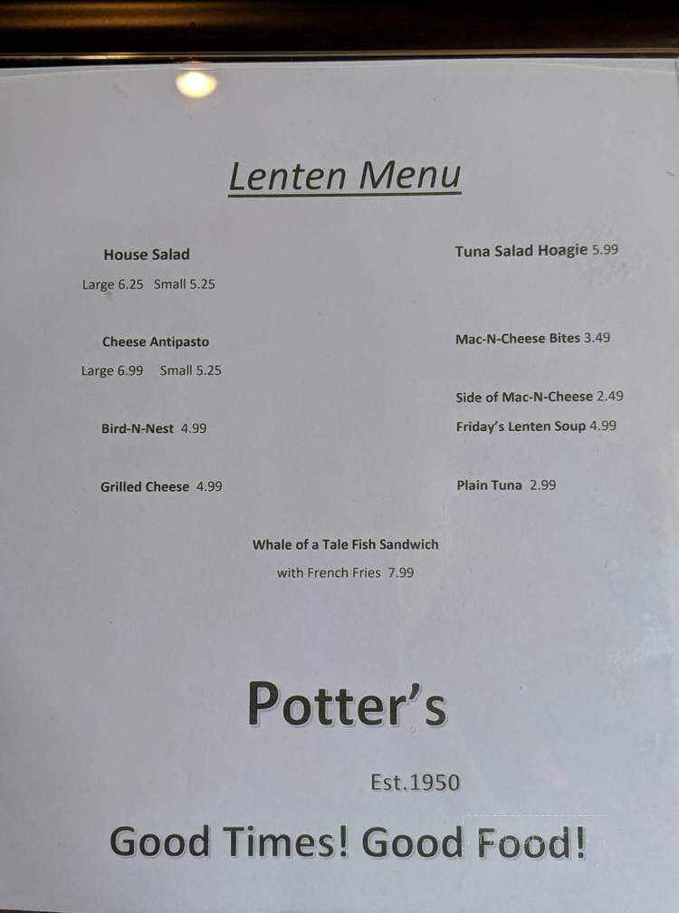 Potter's Grill - Uniontown, PA menu_pic