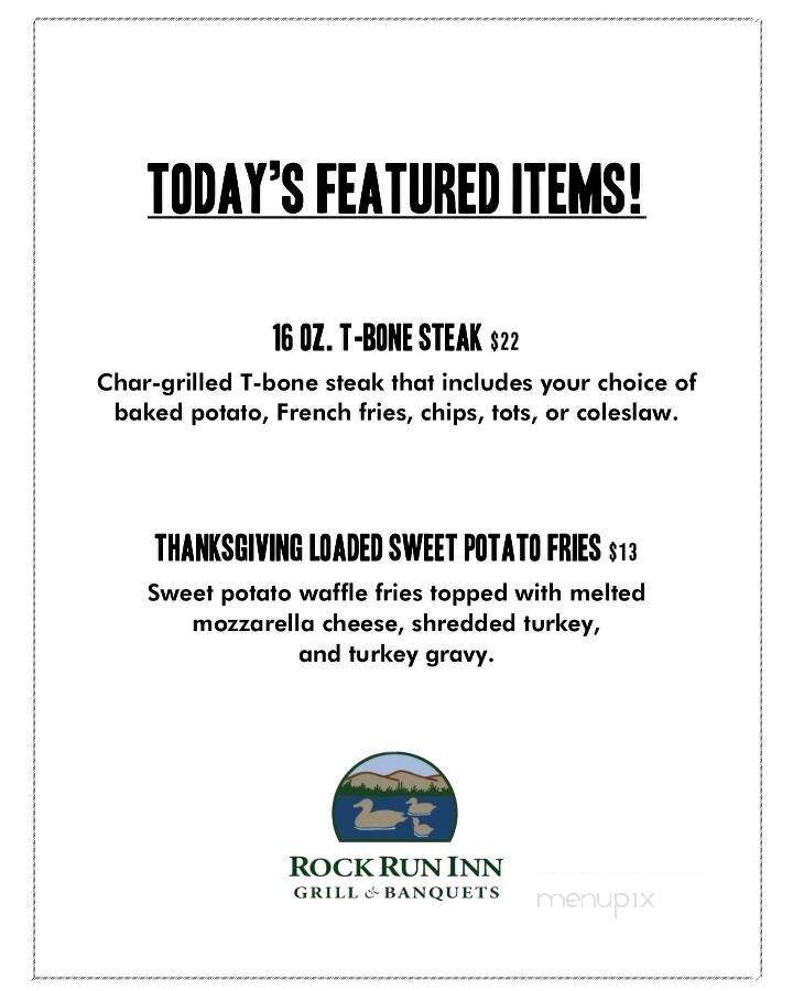 Rock Run Inn - Elizabeth, PA menu_pic