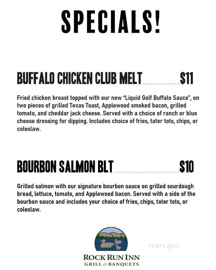 Rock Run Inn - Elizabeth, PA menu_pic