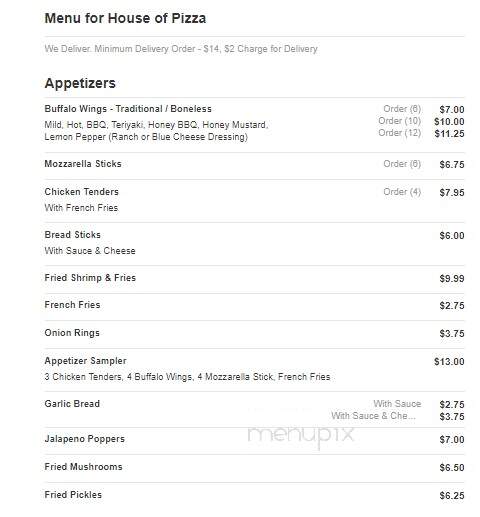 House Of Pizza - Laurens, SC menu_pic