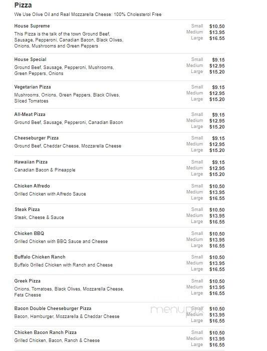 House Of Pizza - Laurens, SC menu_pic