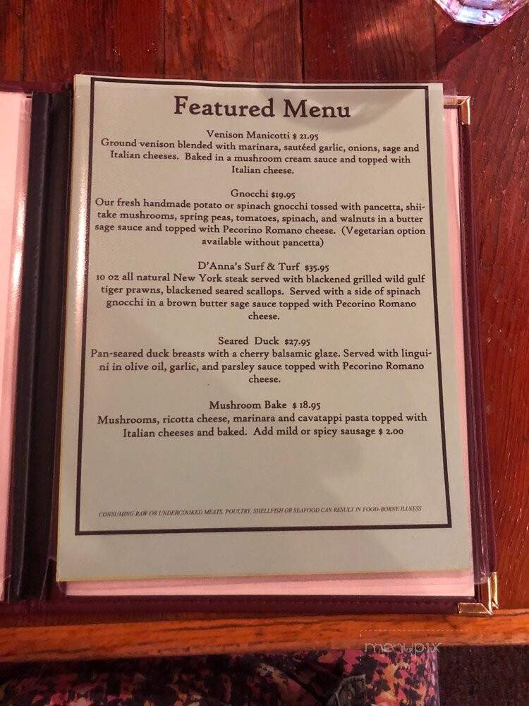 D'Anna's Cafe Italiano - Bellingham, WA menu_pic