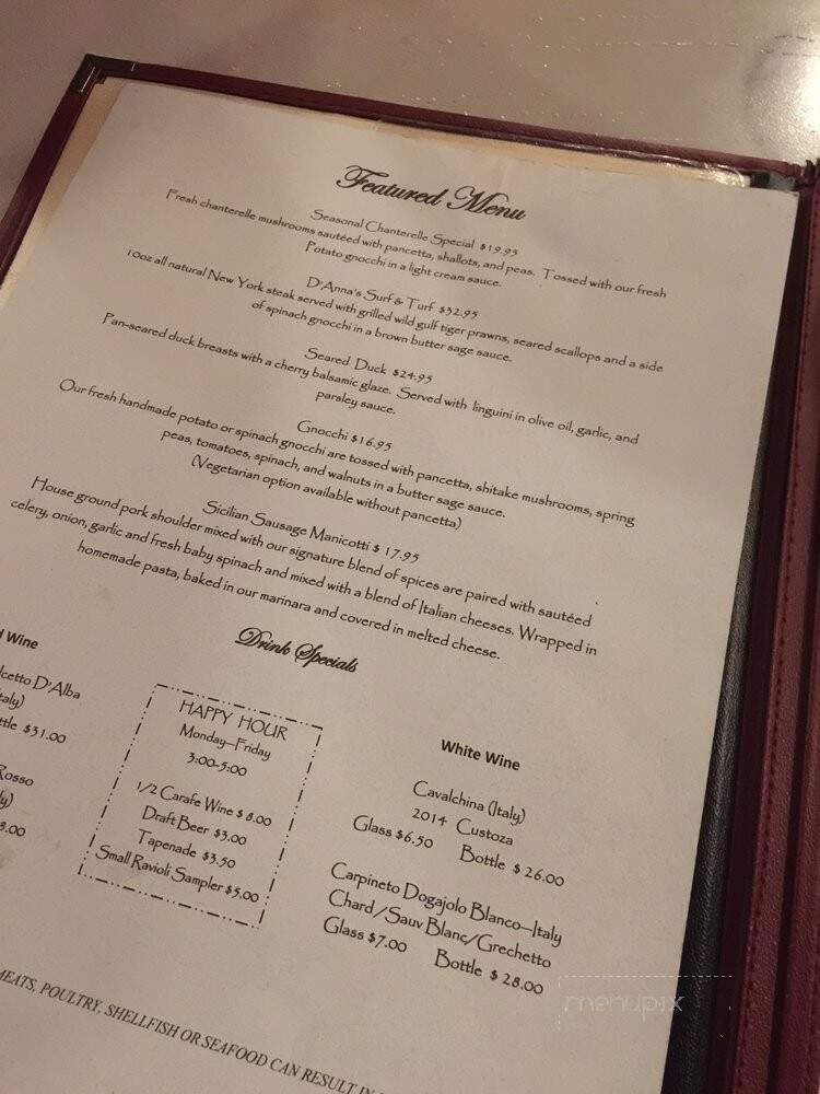 D'Anna's Cafe Italiano - Bellingham, WA menu_pic