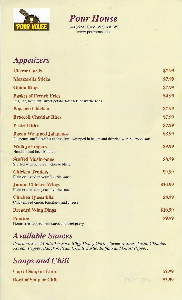 Pour House - Siren, WI menu_pic