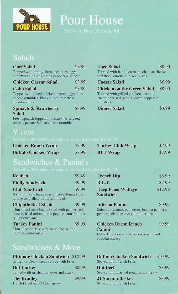 Pour House - Siren, WI menu_pic