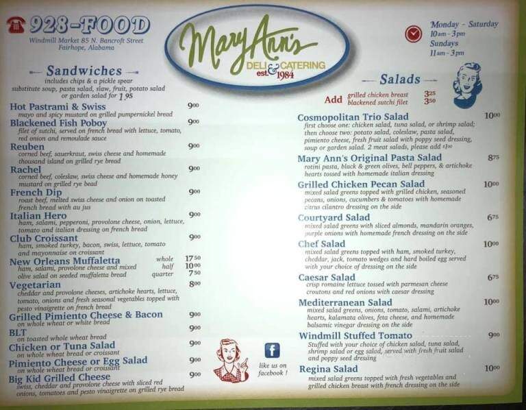Mary Ann's Deli - Fairhope, AL menu_pic