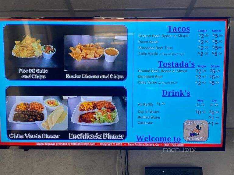 Taco Factory - Delano, CA menu_pic