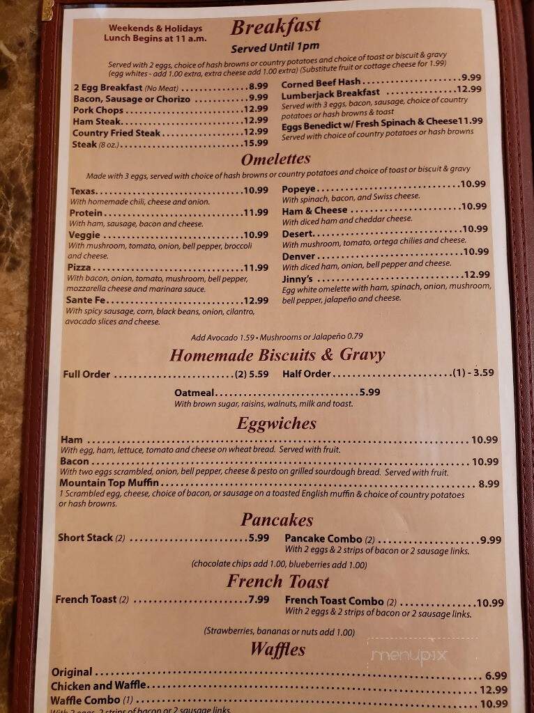 Mountain Top Cafe - Phelan, CA menu_pic