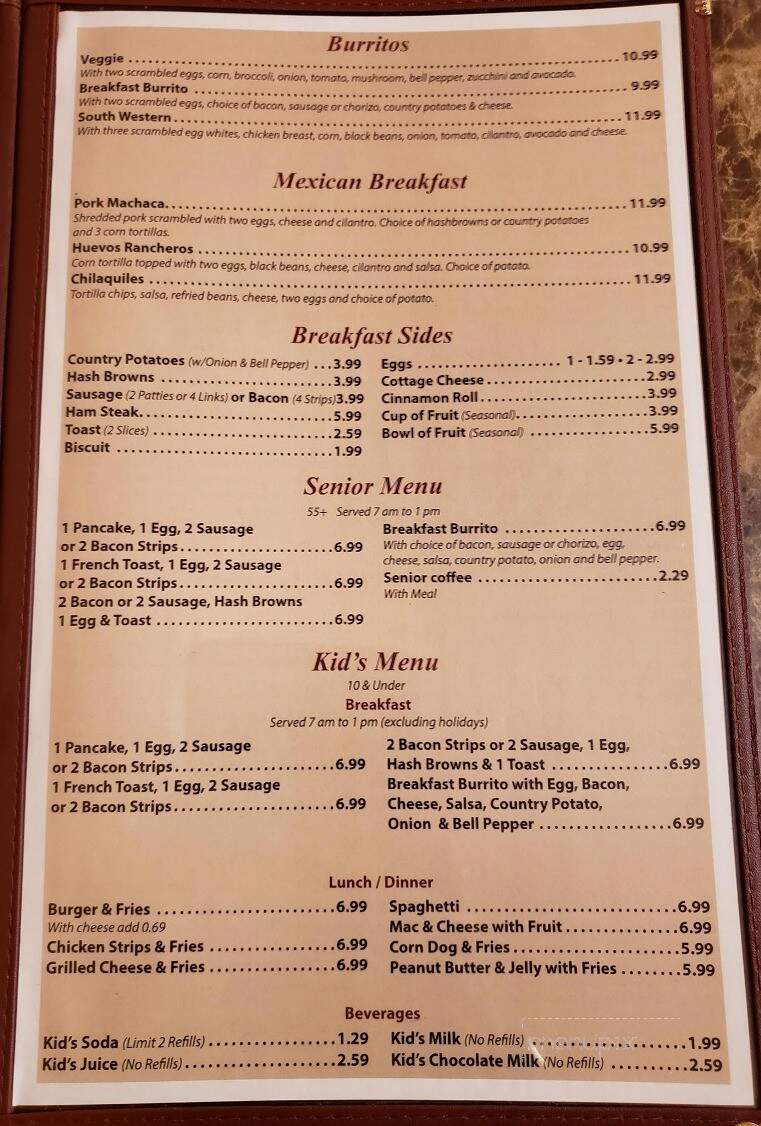 Mountain Top Cafe - Phelan, CA menu_pic