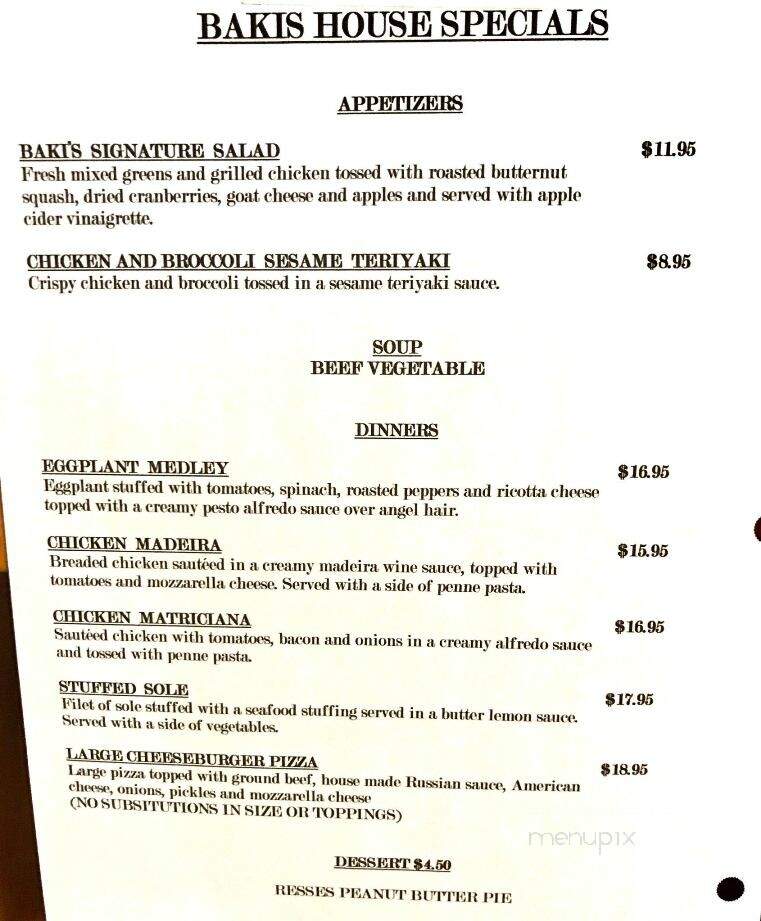 Baki's Pizzeria - Prospect, CT menu_pic