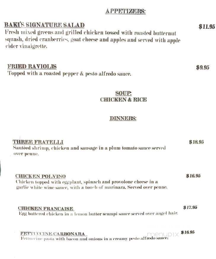 Baki's Pizzeria - Prospect, CT menu_pic
