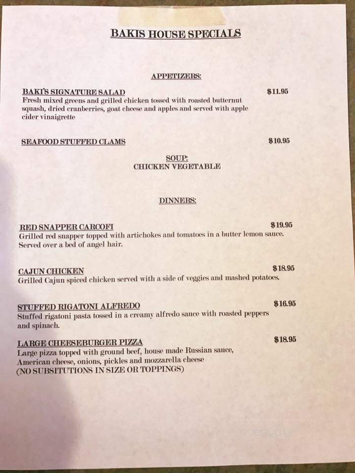 Baki's Pizzeria - Prospect, CT menu_pic