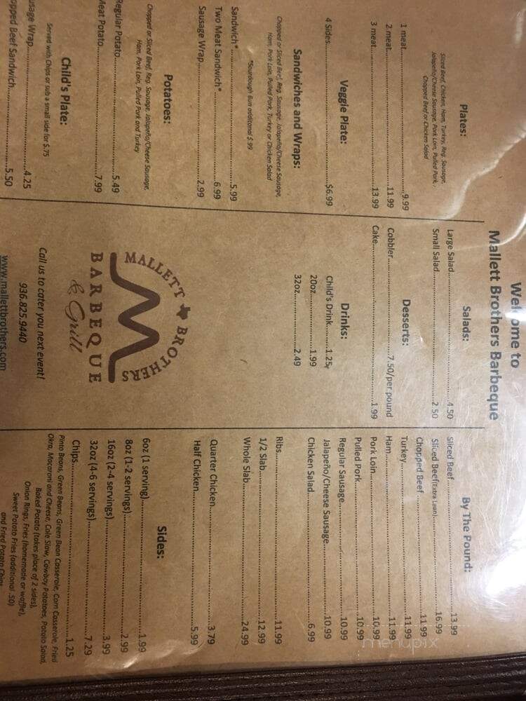 Mallett Brothers Barbeque - Iola, TX menu_pic