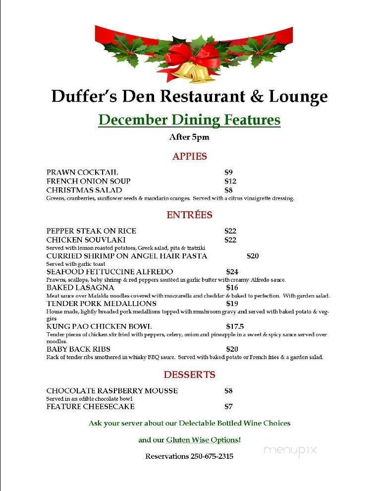 Duffer's Den - Blind Bay, BC menu_pic
