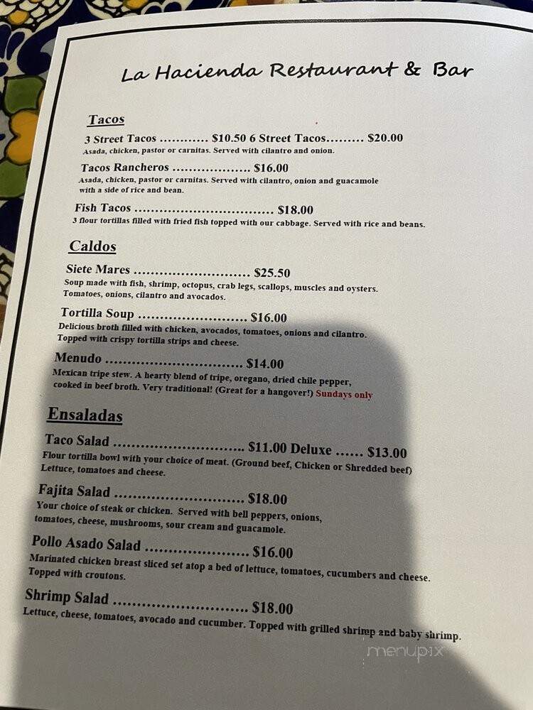 La Hacienda - Quincy, WA menu_pic
