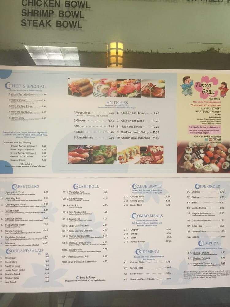 Tokyo Grill - Wartburg, TN menu_pic