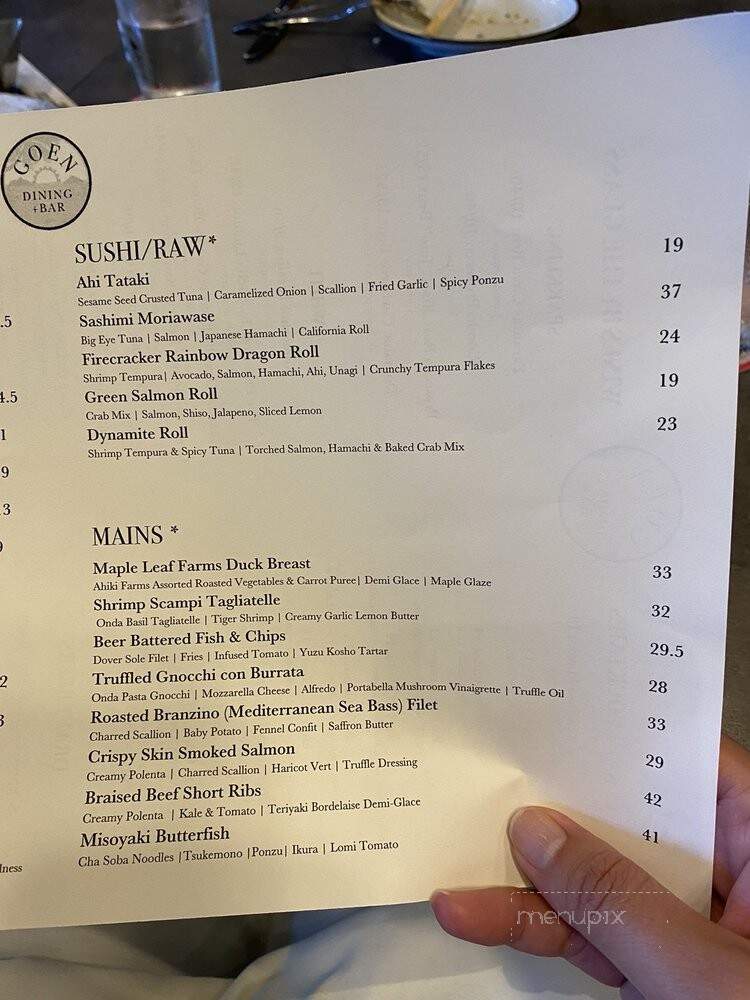 GOEN Dining + Bar - Kailua, HI menu_pic